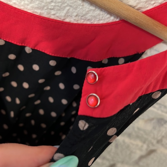 Lilka Anthropologie Black Lark Polka Dot Hi Lo Dress Size L - Picture 8 of 14